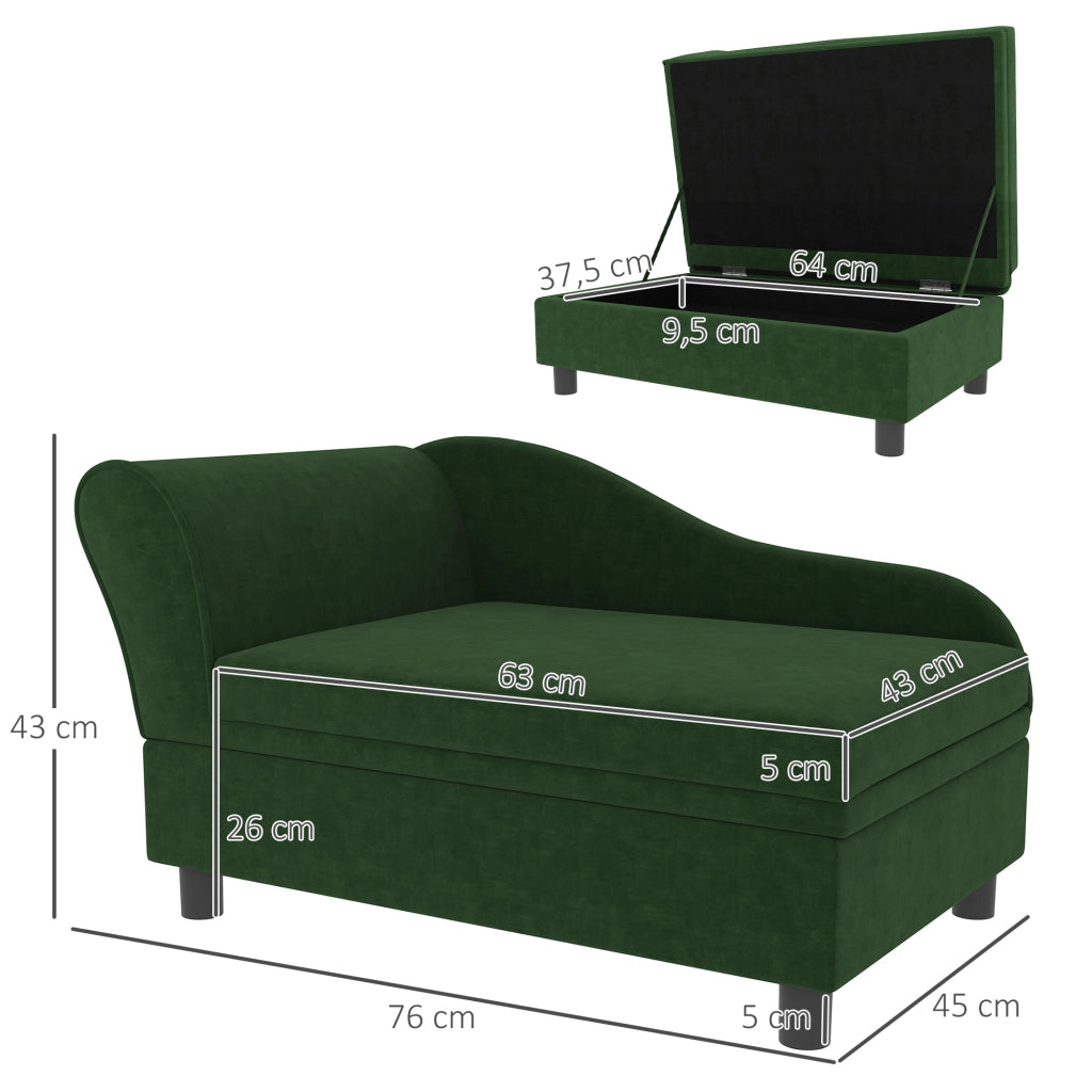 Divano per cani e gatti con cassetto ¨C Minimal ¨C verde 76x45x43 cm