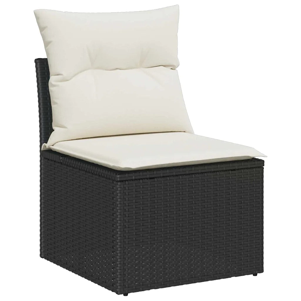 Set Divano da Giardino con cuscino 10 pcs Nero e crema