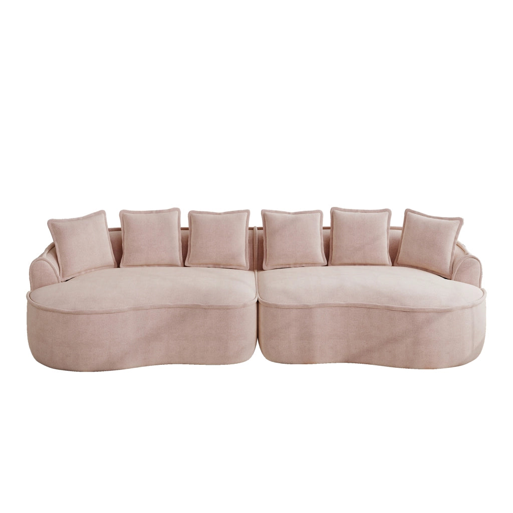 Divano 4 Posti in Tessuto Chenille con Cuscini ¨C MINIMAL ¨C Rosa