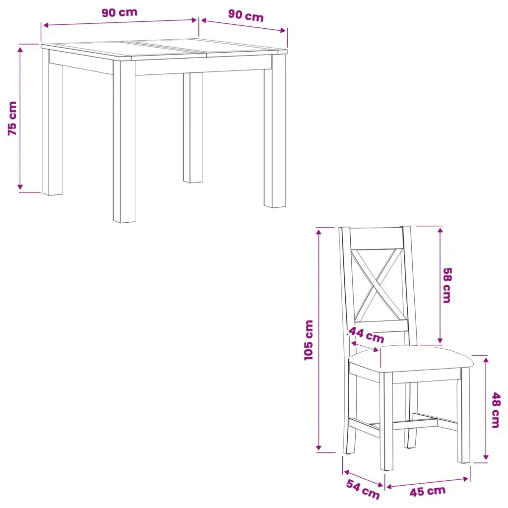 Set da pranzo 5 pz Grigio Legno di Quercia Massello 3430344