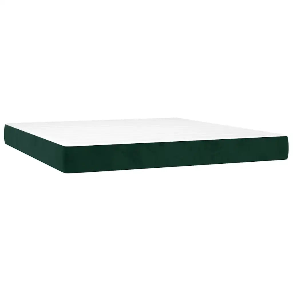 Letto a Molle con Materasso e LED Verde Scuro 160x200cm Velluto 3134534