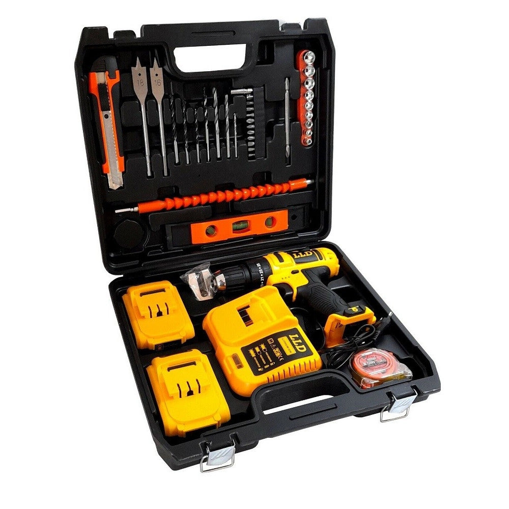 Trade Shop - Trapano Avvitatore A Percussione Doppia Batteria Litio 24v Valigia 16 Accessori -