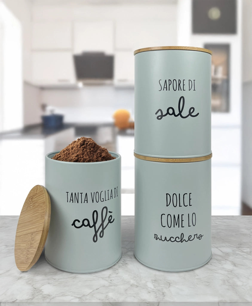 Contenitori Certificati Contatto Alimentare Contenitore Sale Zucchero Caffè Moderne Scritte Barattolo Con Coperchio Ermetico Legno Bambù Dispenser Organizzatori Alimenti Spezie Salvia
