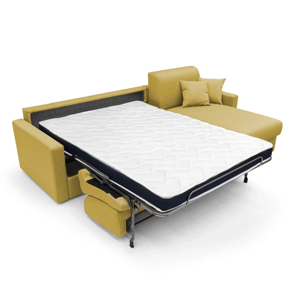 Chris Divano letto angolare 5 posti in tessuto impermeabile T13 248 cm Sinistro (mat. 120x197) giallo