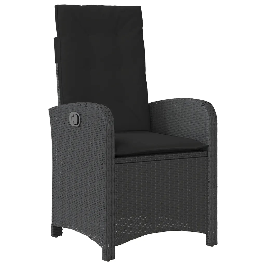 Set da Pranzo da Giardino 3 pz con Cuscini Nero in Polyrattan 3212320