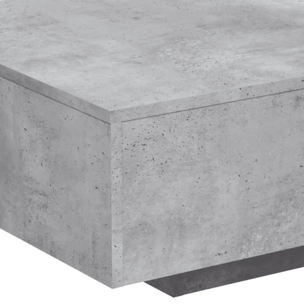 Tavolino da Soggiorno con Luci LED-Tavolino da Salotto-Tavolo Grigio Cemento 85x55x31 cm