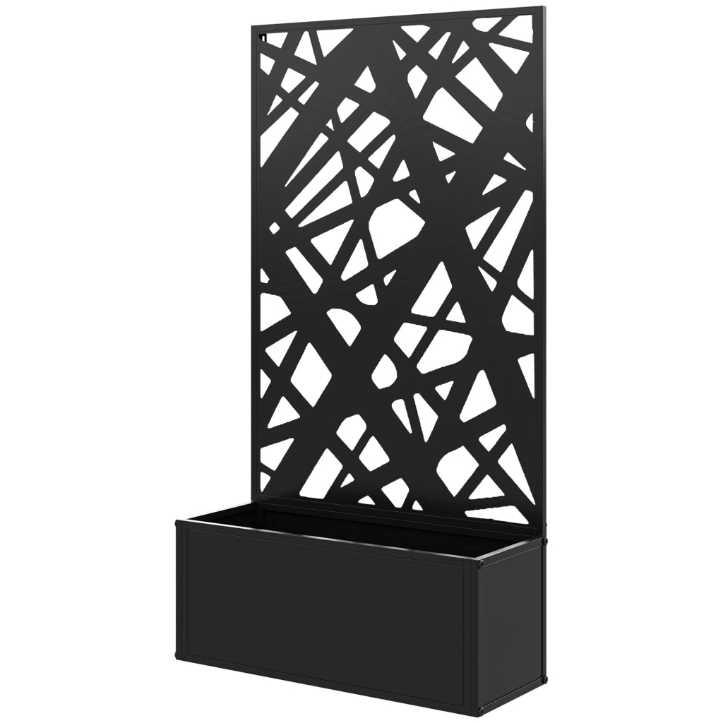 Fioriera Rialzata con Spalliera Decorativa per Rampicanti da Terra e Parete, 61x23x113 cm, Nero