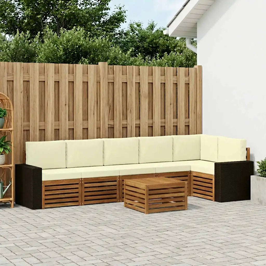 Set divano sezionale con cuscino 7 pcs Naturale e Crema 3384451