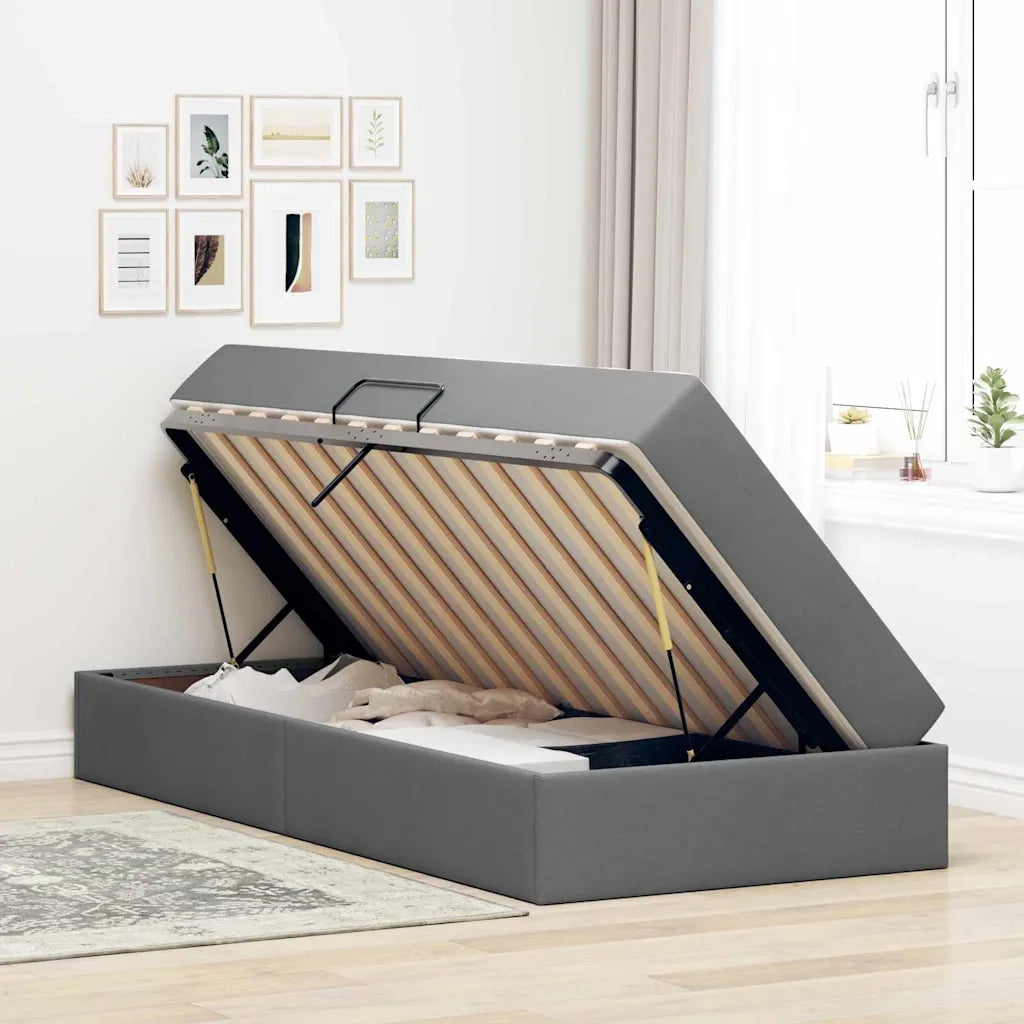 Letto con contenitore e materasso Grigio scuro 90 x 190 cm 3399629