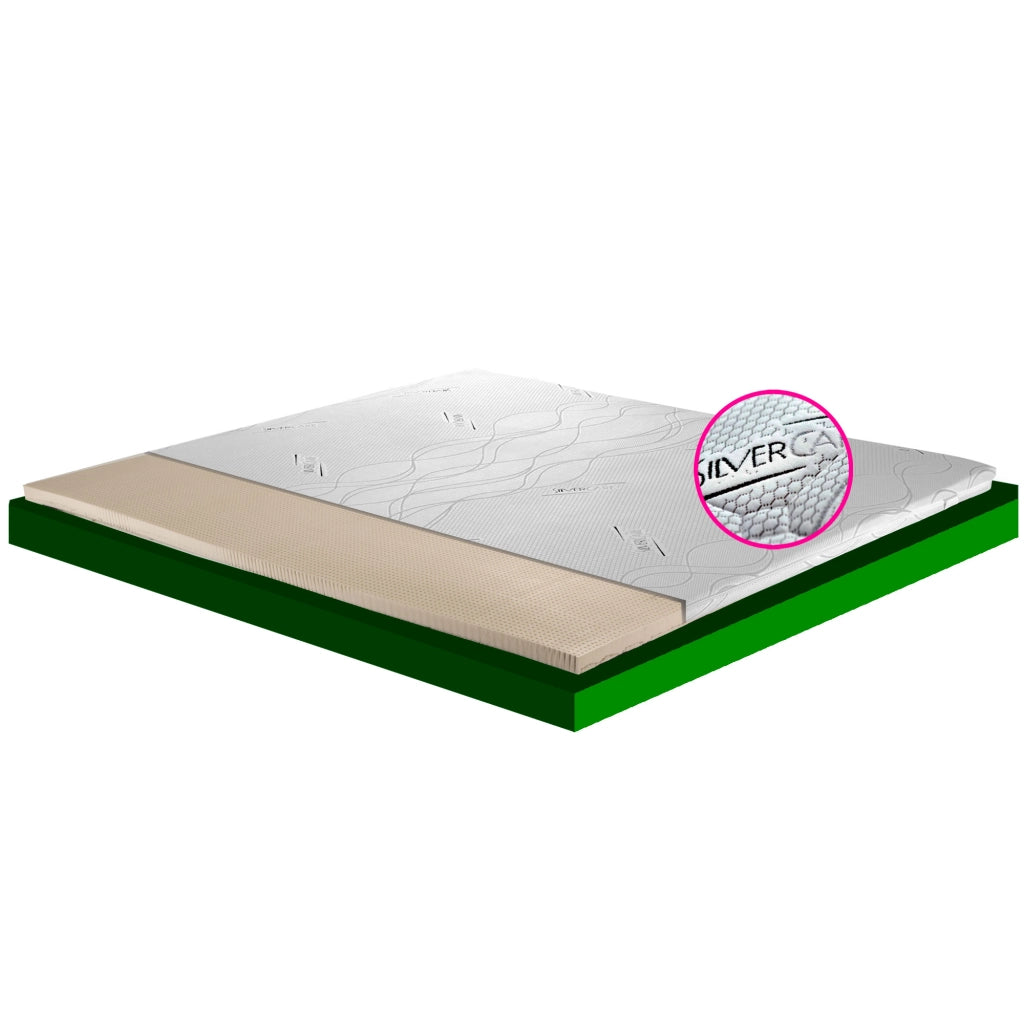 Topper lattice, sopramaterasso in 100% LATTICE ANALLERGICO, Alto 4 cm con tessuto antimicrobico sfoderabile 4 lati con filo in ARGENTO - STAR LATEX king size 180x195