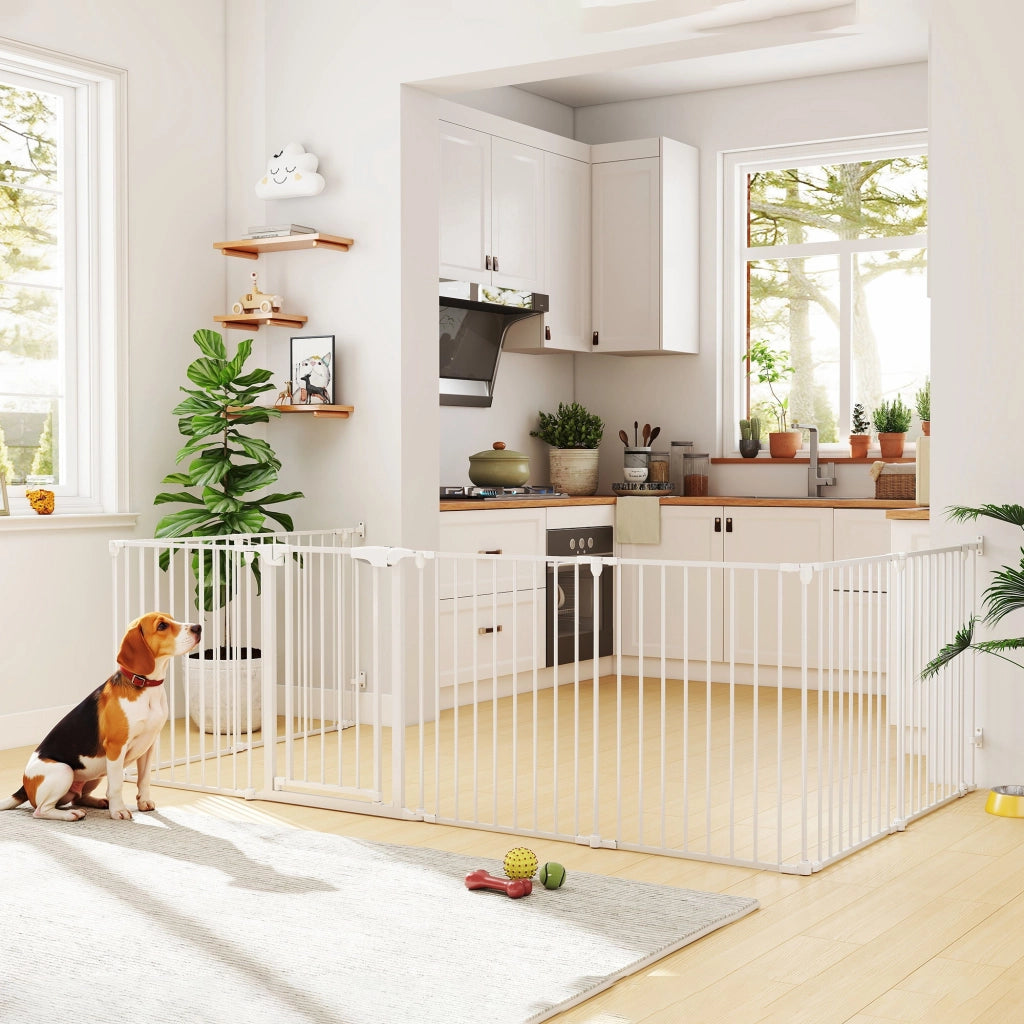 Recinto per Cani 8 Pannelli ¨C Xylo ¨C Acciaio ABS Bianco 61x75cm
