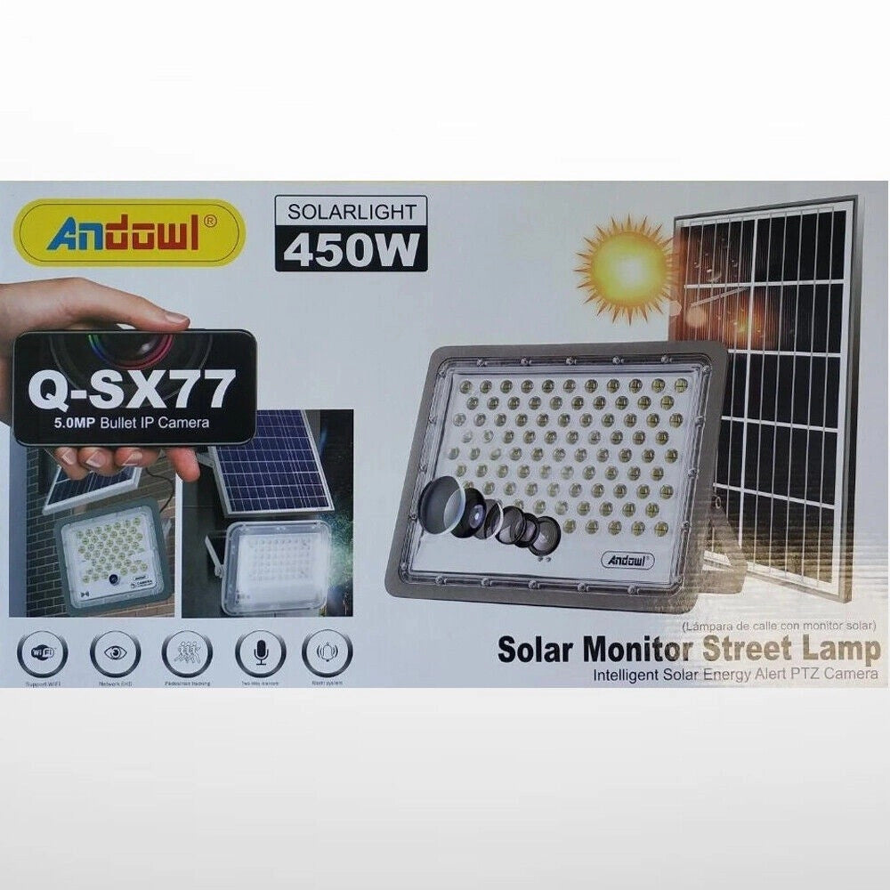 Trade Shop - Lampada Stradale 450w Led Con Pannello Solare Proiettore Ip Camera Wifi Q-sx77 -