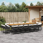 Set da Pranzo da Giardino 17 pz con Cuscini Nero in Polyrattan 3278198