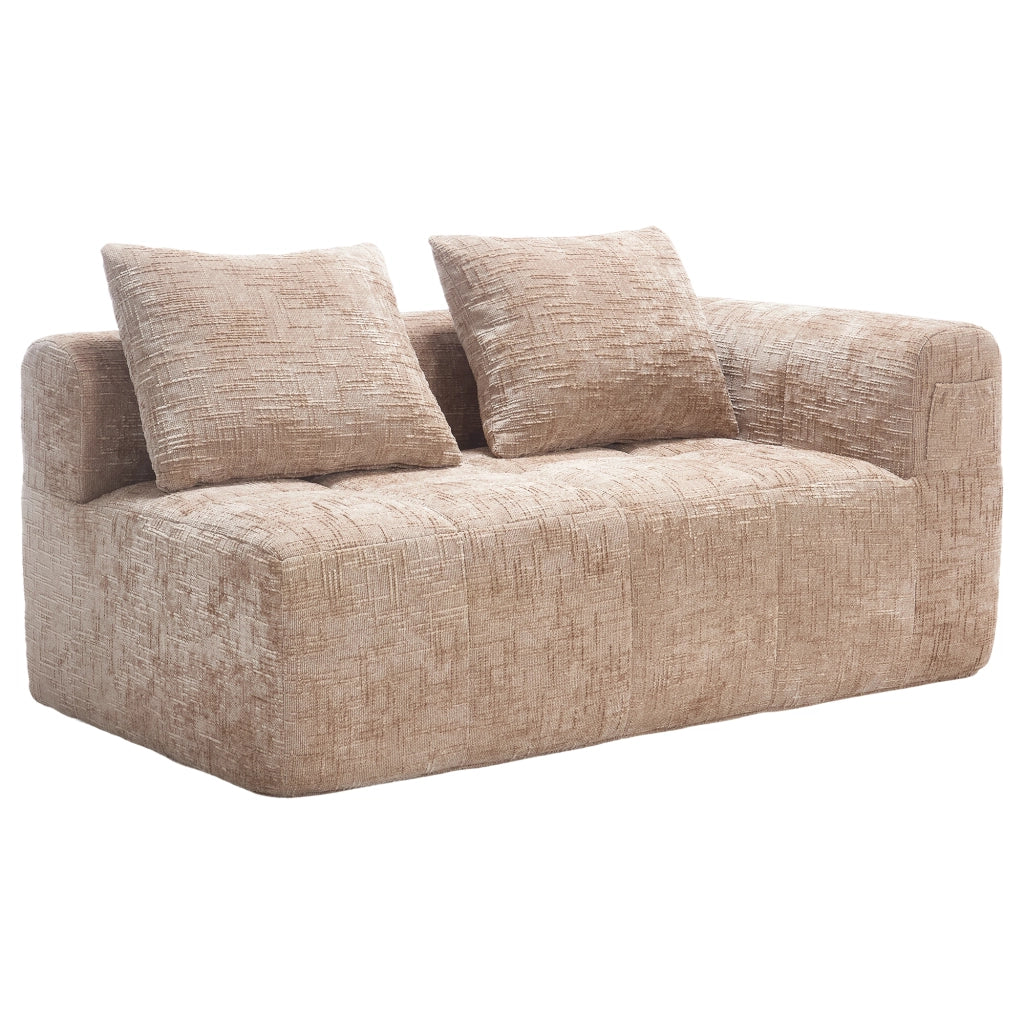 Divano 2 Posti con Cuscini e Tasche Laterali ¨C MINIMAL ¨C Tessuto Beige