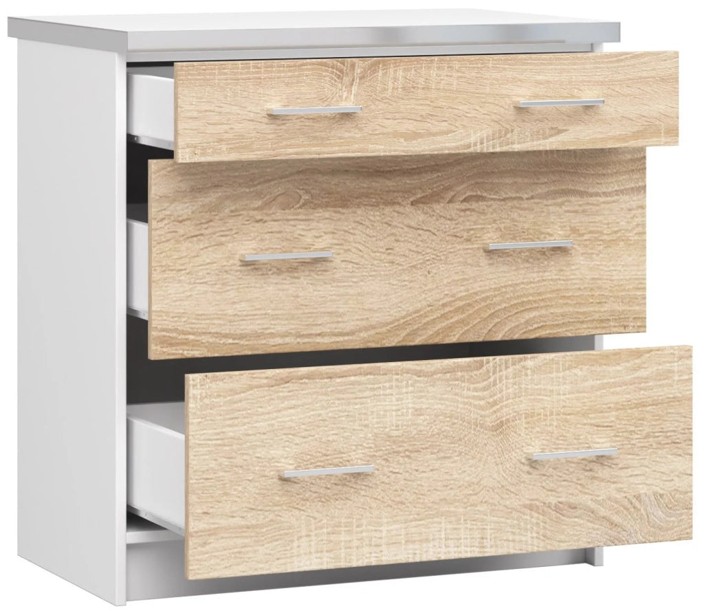 Mobile cucina modulare con piano di lavoro AKORD LIMA Bianco 80 cm 3 cassetti inserto frontale Sonoma Quercia 80x44,5x82 cm