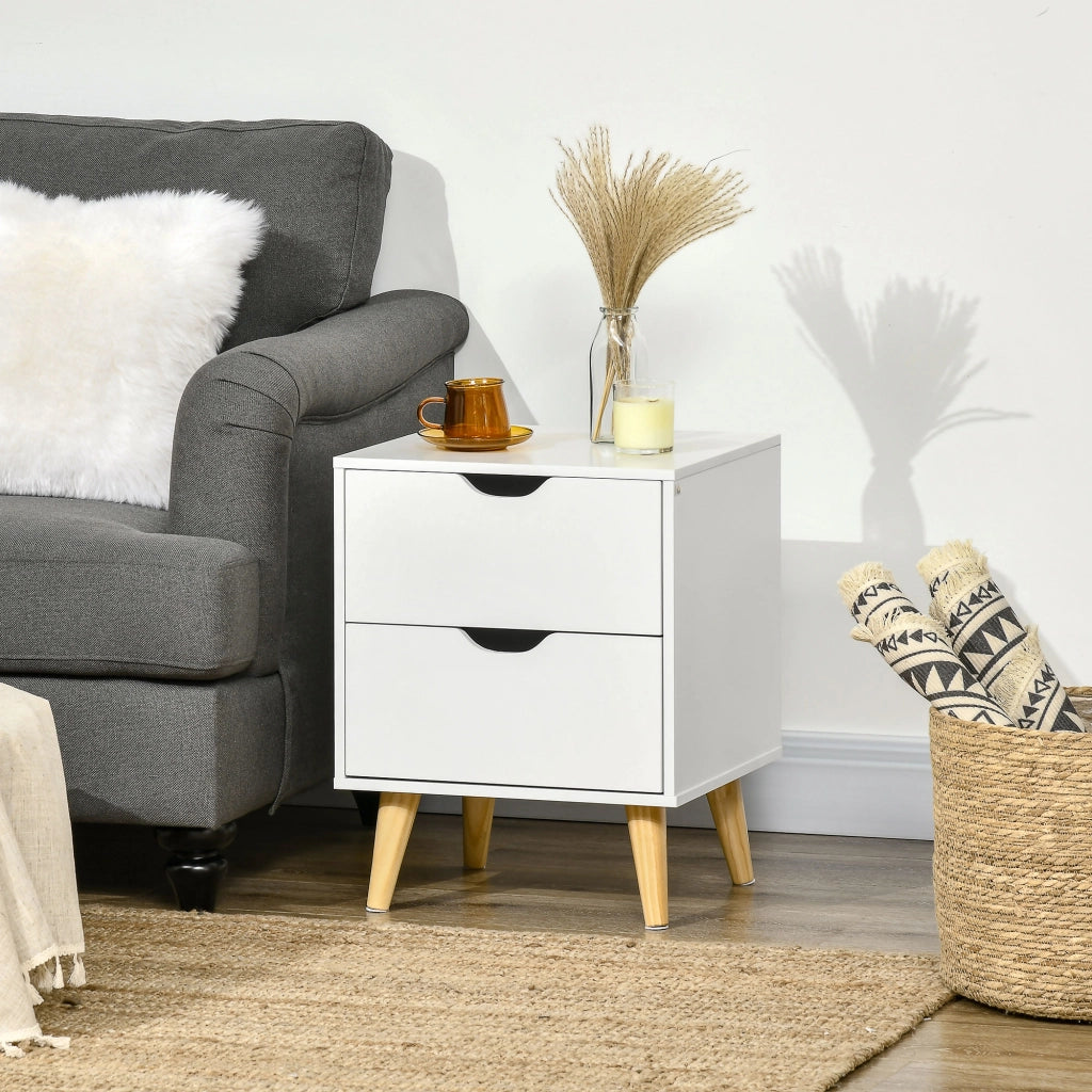 Comodino con 2 cassetti ¨C Minimal ¨C Bianco 40x35x50,5 cm