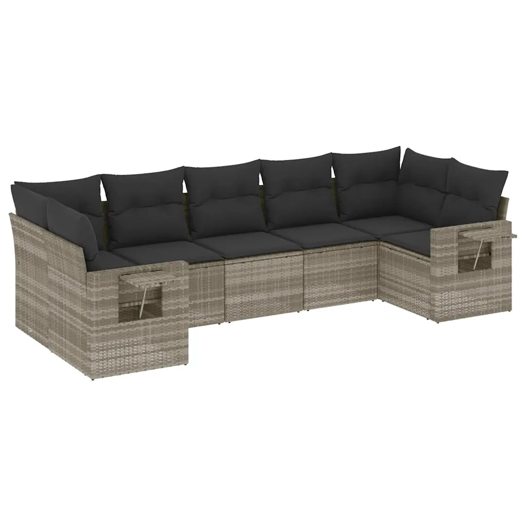 Set Divani da Giardino 7pz con Cuscini Grigio Chiaro Polyrattan 3220591