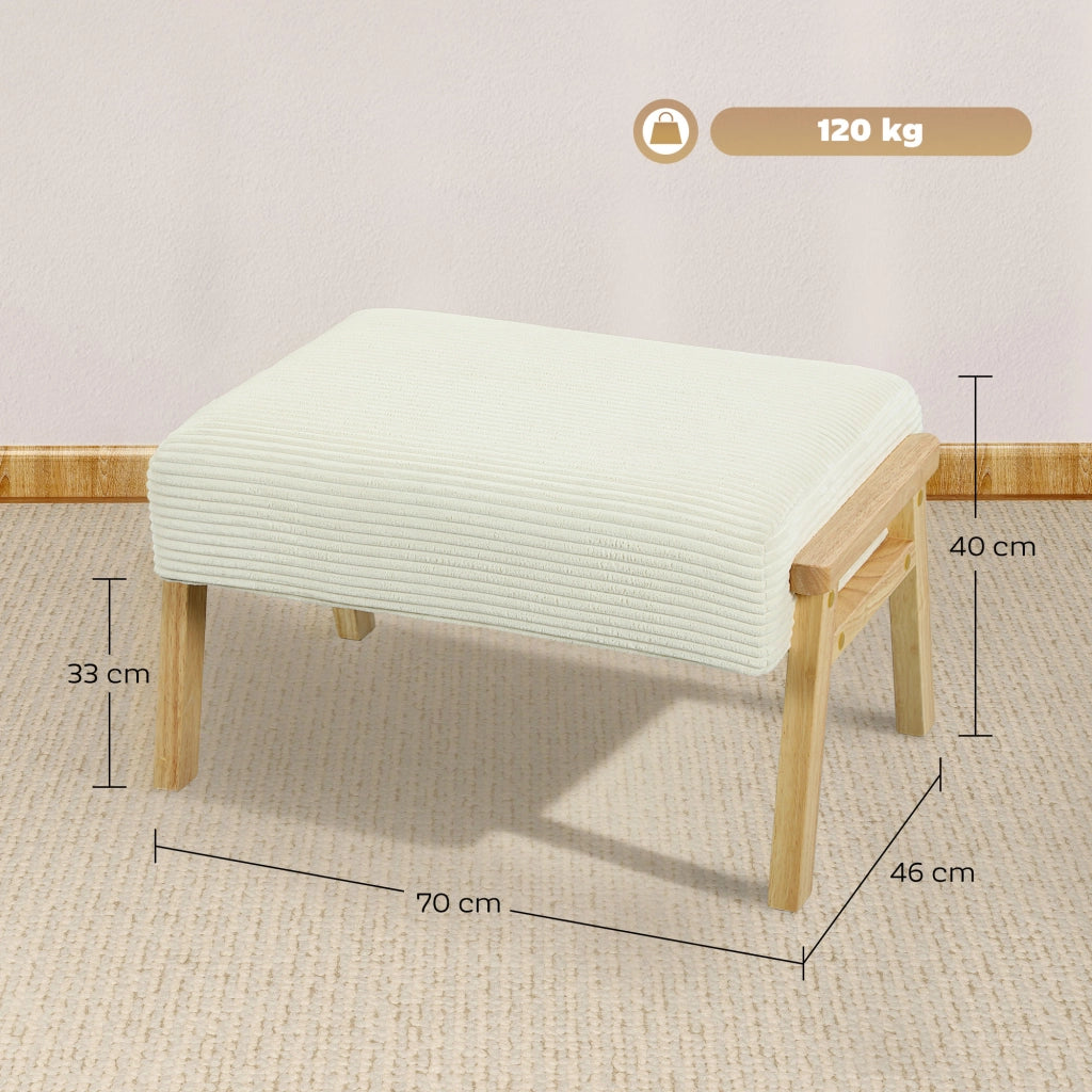 Poggiapiedi imbottito con cuscino e gambe in legno ¨C Minimal ¨C crema