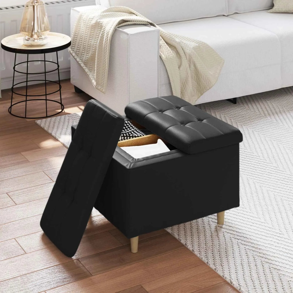 Pouf contenitore Nero 60 x 60 x 45 cm Pelle sintetica 876831