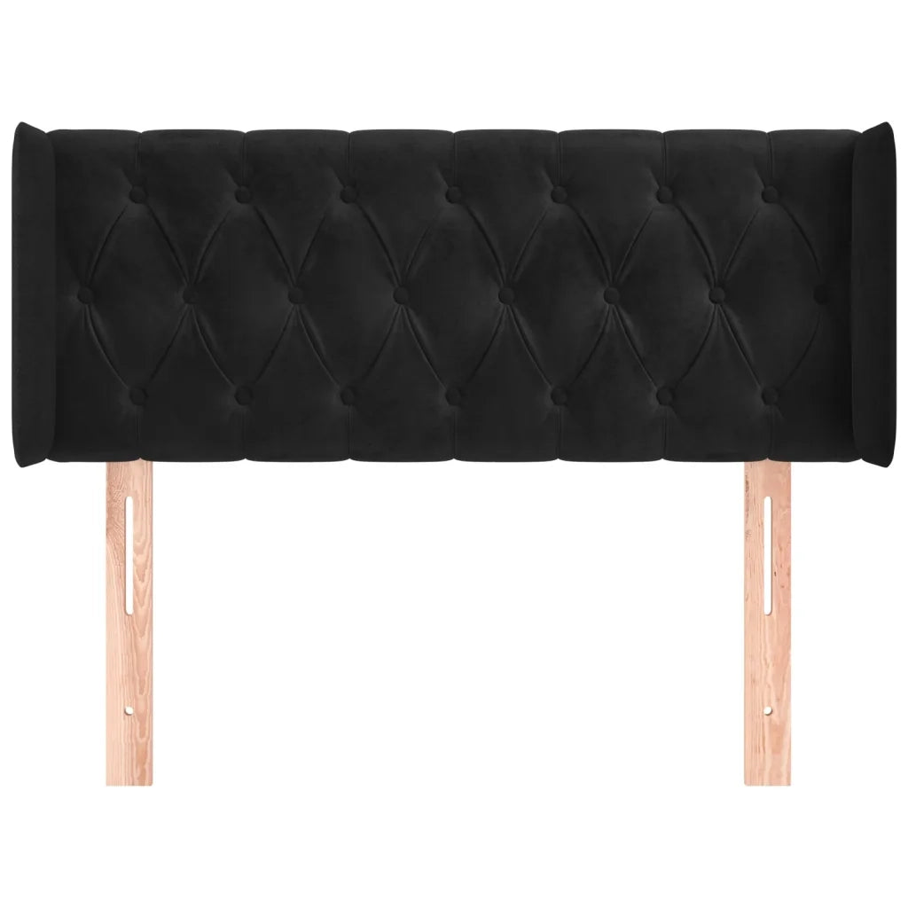 Testiera ad Orecchio-Testata con Orecchie Nera 103x16x78/88 cm in Velluto 558335