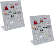 Set di 2 supporti per orecchini, standard per orecchini con 60 fori per 30 paia di orecchini, base a forma di L in velluto (grigio)