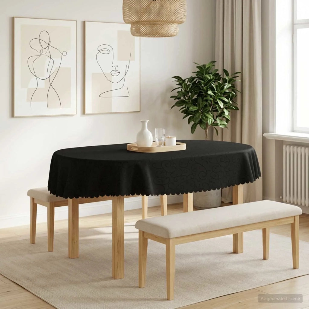 Tovaglia da Tavolo Ovale Grigio Scuro 160 x 220 cm 42040163