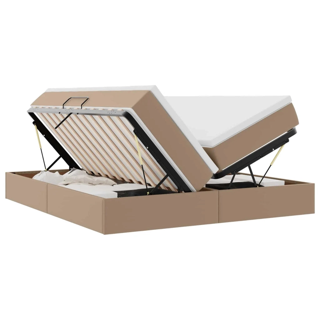 Letto con contenitore e materasso Cappuccino 200 x 200 cm 3370348