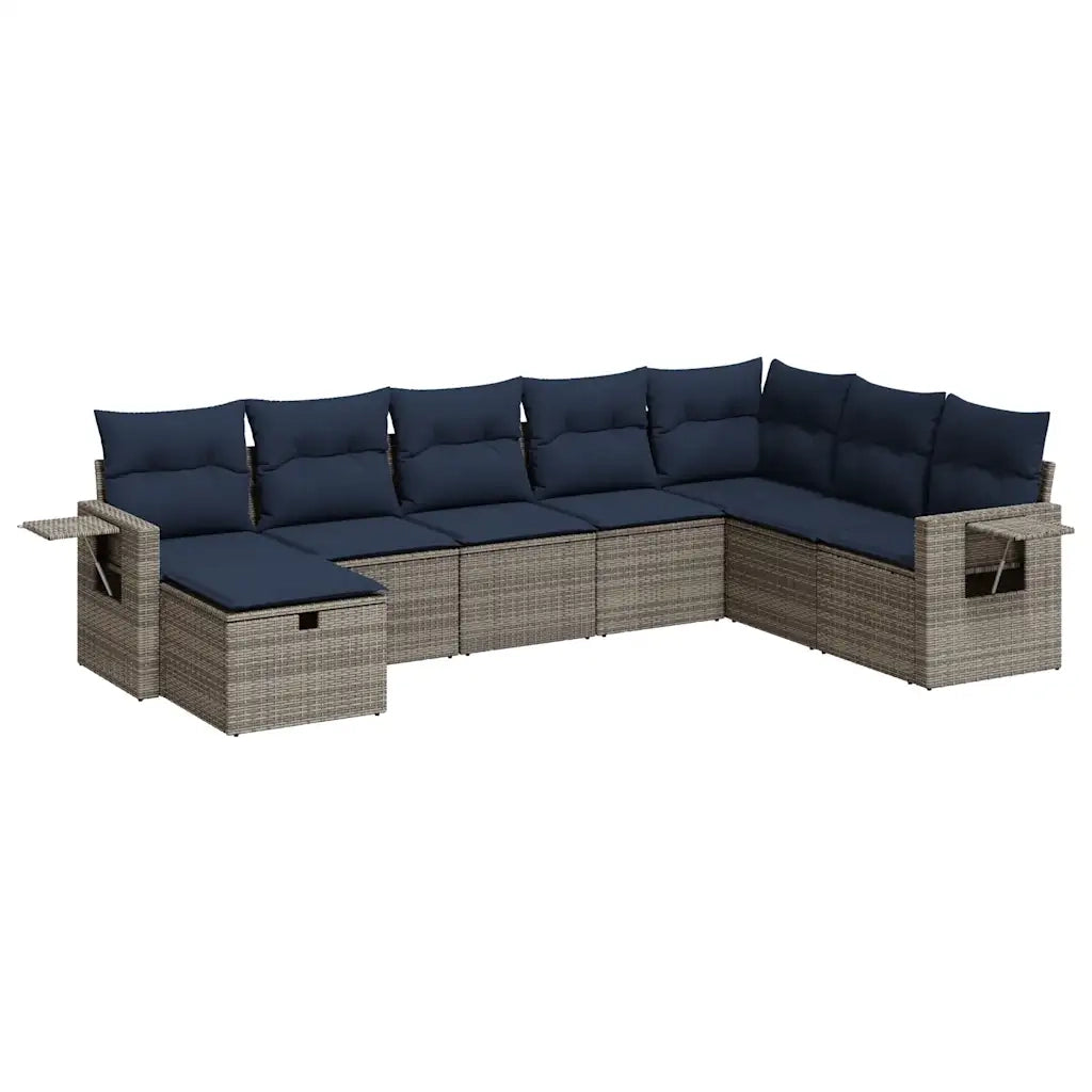 Set Divano da Giardino 8 pz con Cuscini Grigio in Polyrattan 3325537