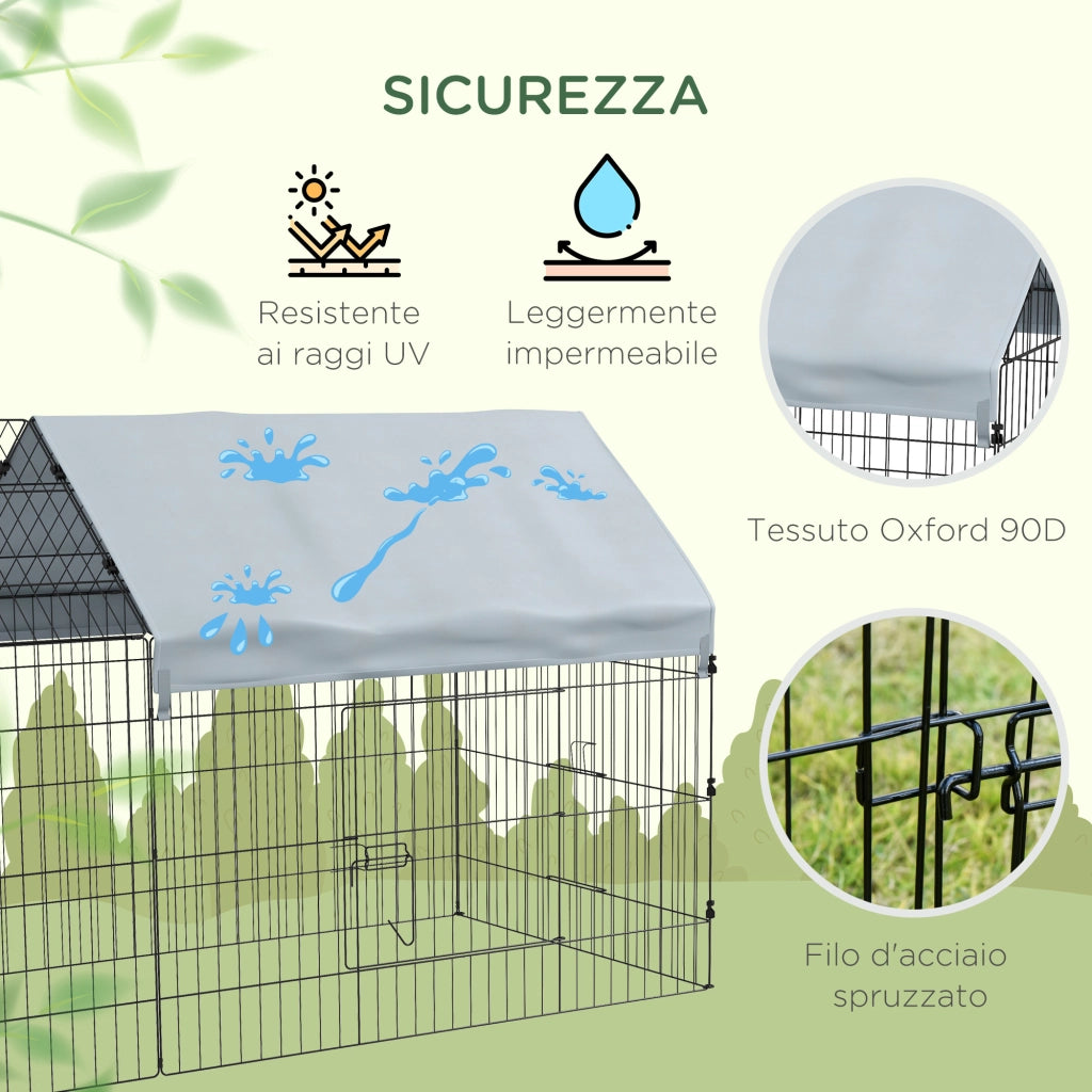 Casetta per Conigli da Giardino e Interno ¨C Minimal ¨C Argento 220x85x103cm