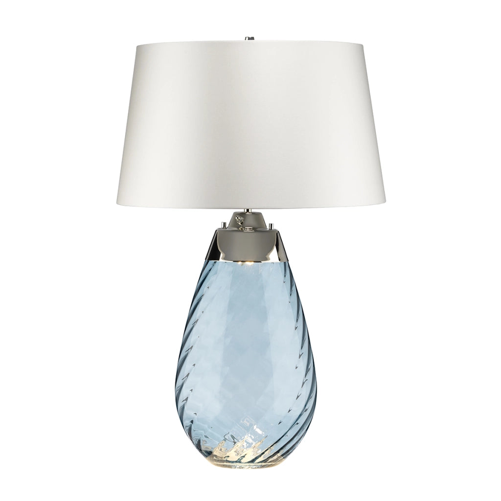 Lampada da tavolo Lena vetro blu paralume bianco Elstead