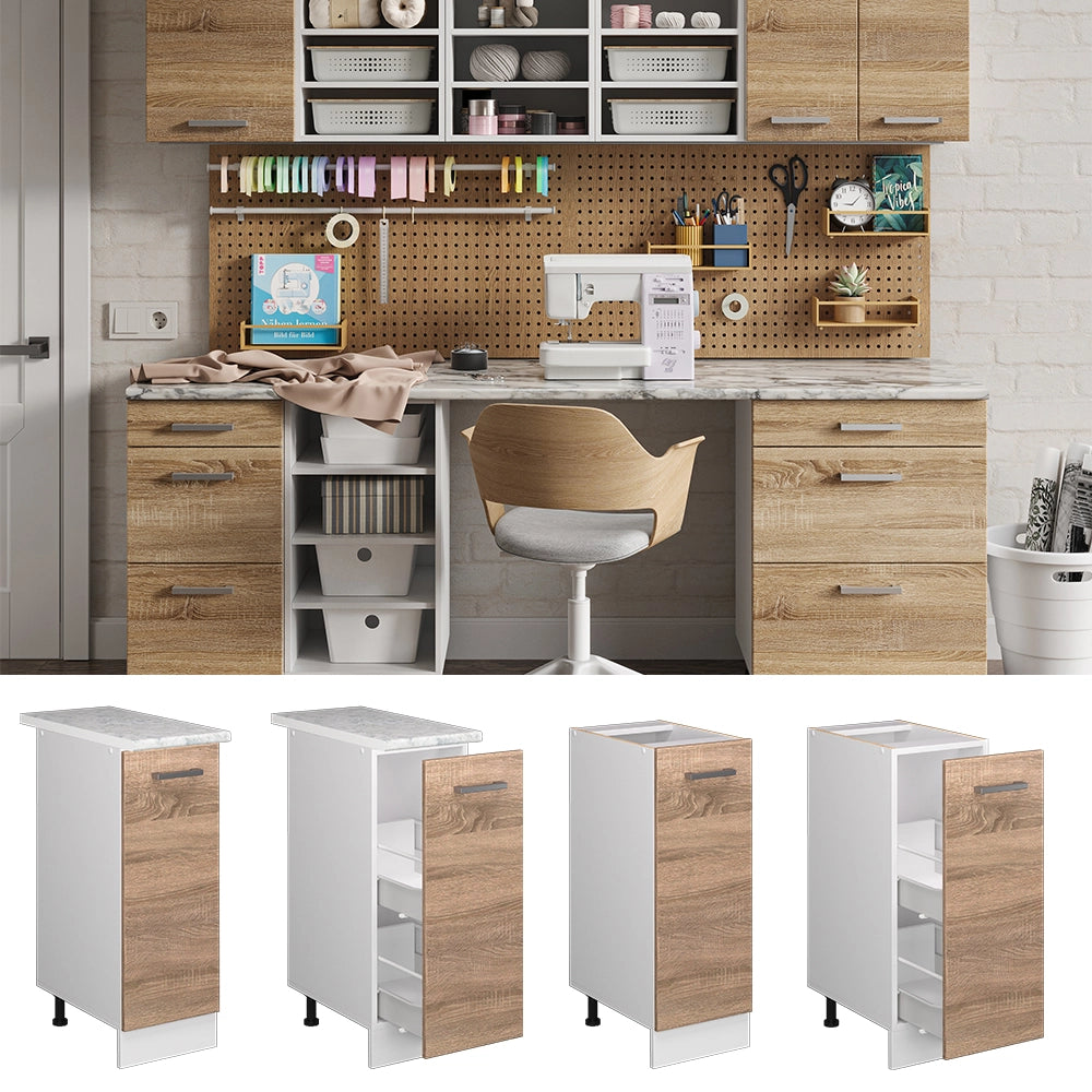 Vicco Base universale Sonoma 30 cm con anta, con piano di lavoro