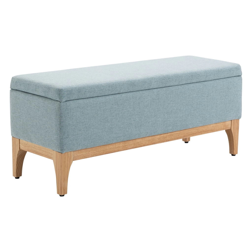 PANCA IMBOTTITA CONTENITORE IN TESSUTO EFFETTO LINO DESIGN SCANDINAVO AZZURRA