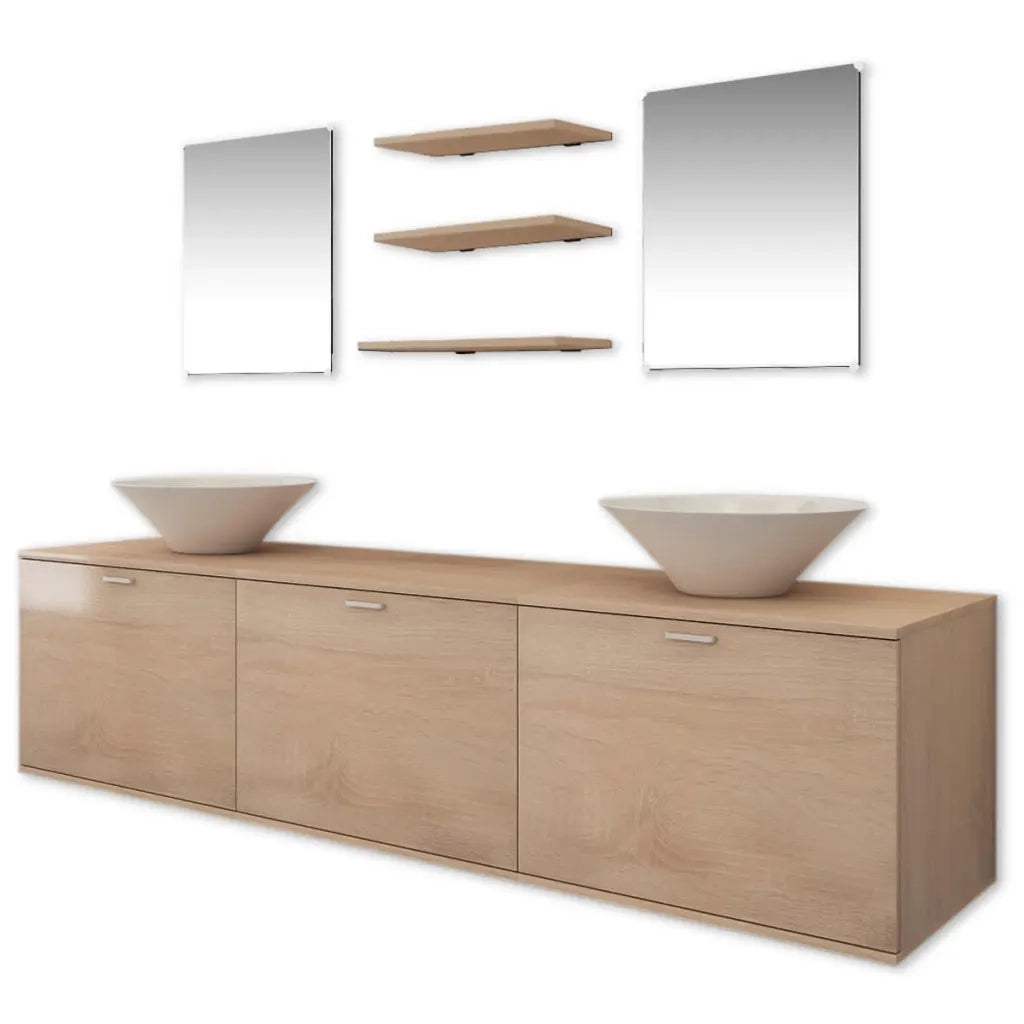 Mobili da Bagno con Lavabo Set 8 pz Beige 272234