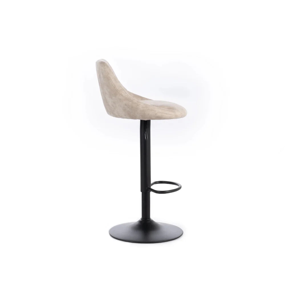 Set di 2 sgabelli da bar e cucina regolabili in altezza in microfibra beige Luca con struttura in metallo e poggiapiedi | Duzzle