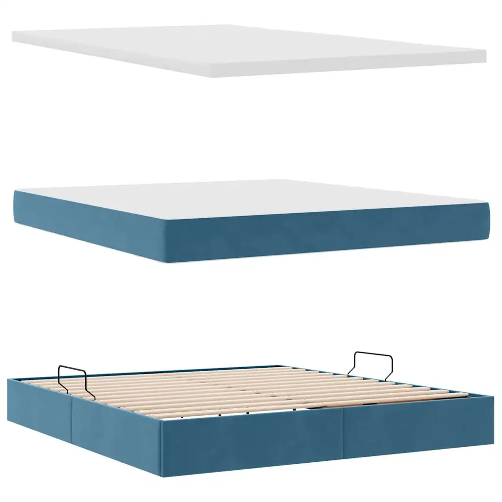 Letto con contenitore e materasso Blu Scuro 180 x 200 cm 3372049