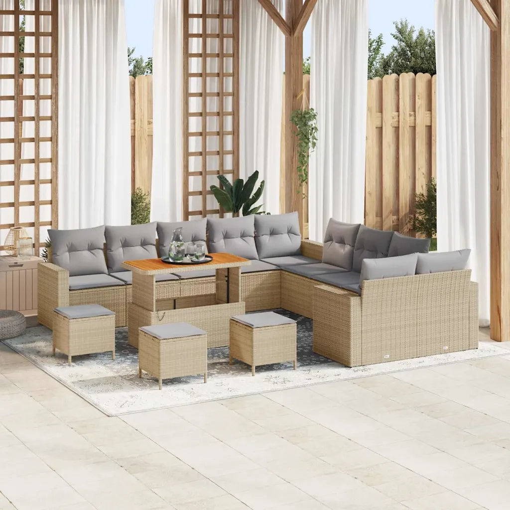 Set Divano da Giardino 18 pcs Beige e Grigio Chiaro polyrattan 3363632