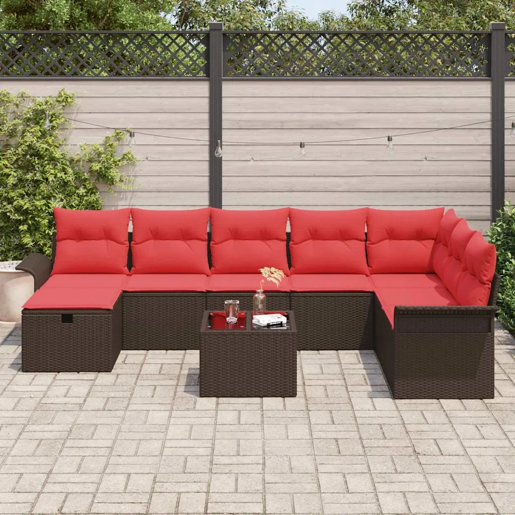 Set Divano da Giardino con cuscino 9 pcs Poly Rattan 3360275