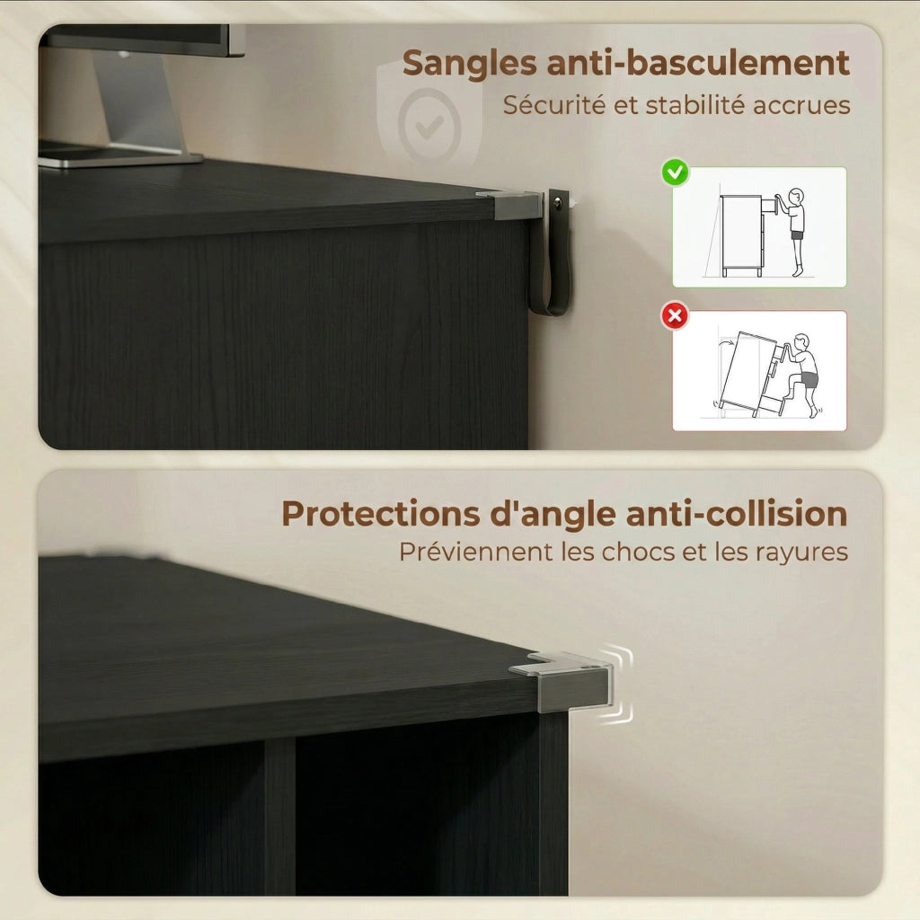 Scrivania con libreria e cassetto ¨C Minimal ¨C 126x50x109 cm, nero