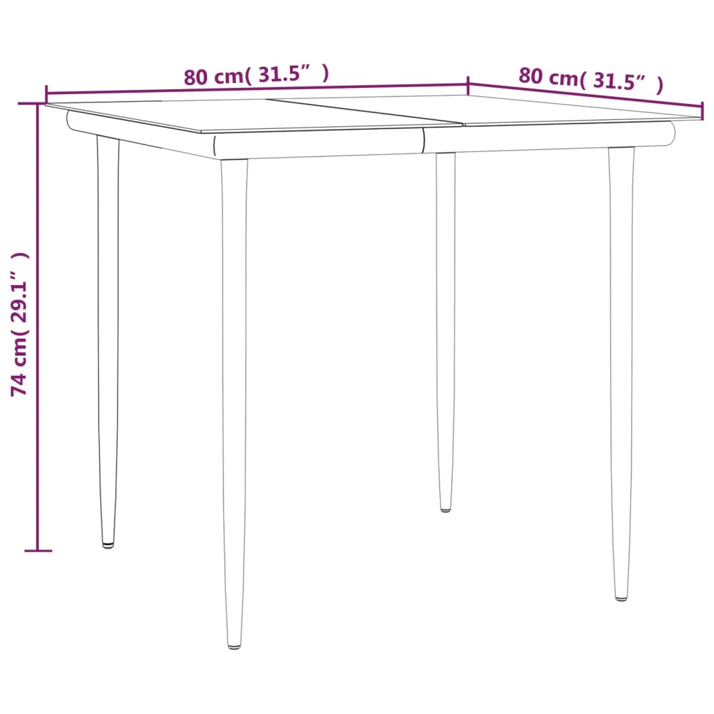 Set da Pranzo da Giardino 3 pz | Set Salotto da Giardino Nero in Acciaio e Textilene