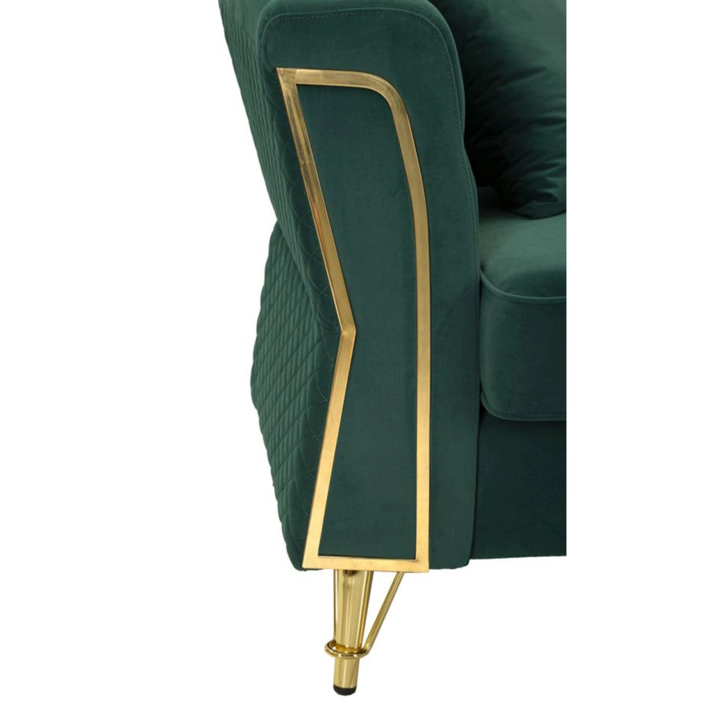 Divano VKH39, Verde, Legno, 162x83x76 cm