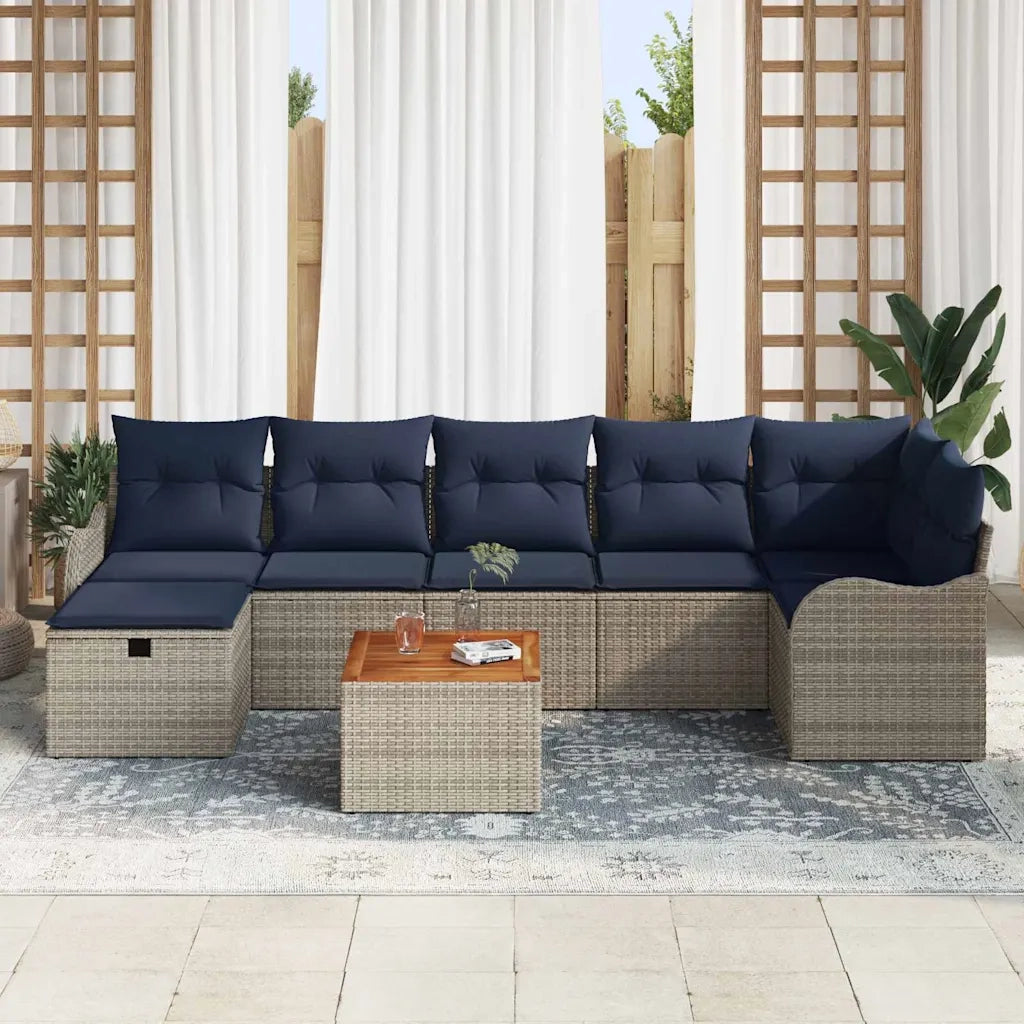 Set Divano da Giardino 8 pz Grigio polyrattan 3359493