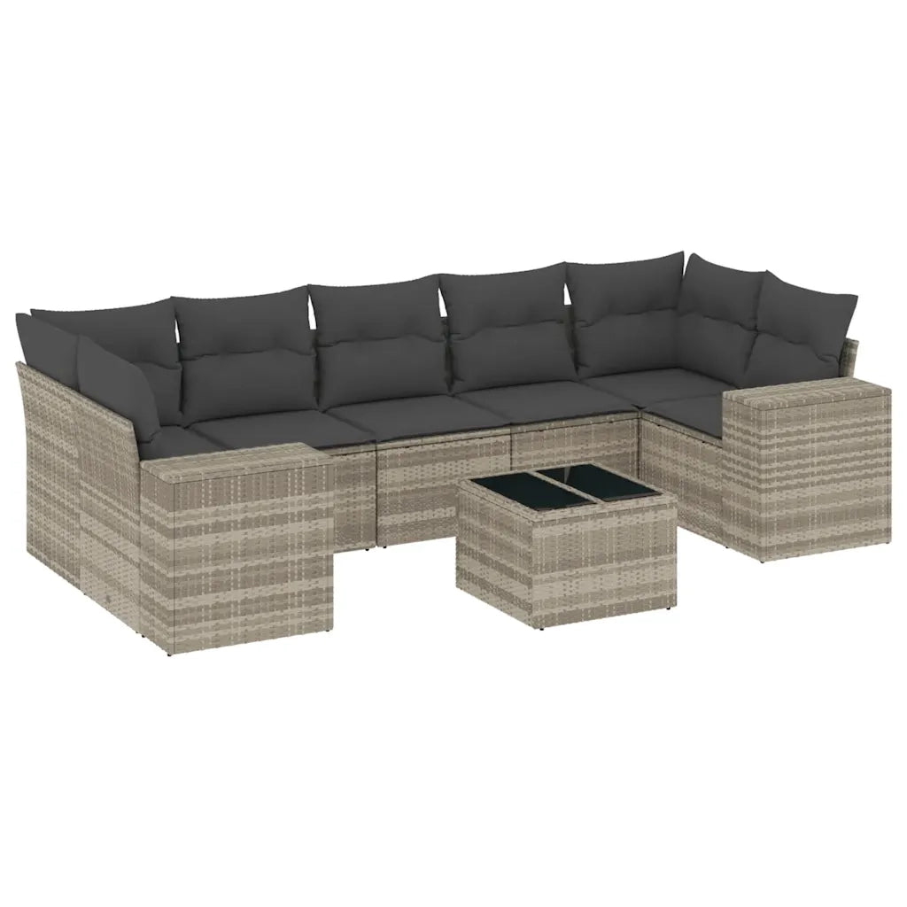 Set Divano da Giardino 8pz con Cuscini Grigio Chiaro Polyrattan 3254679