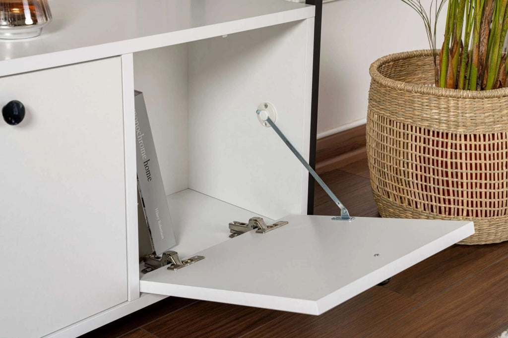 Credenza in legno "Solace" - 120 x 30 x 77 cm - Bianco