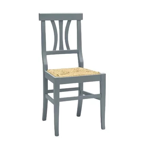 Set 2 sedie classiche legno grigio seduta paglia 43x42x90 - Mobili 2G