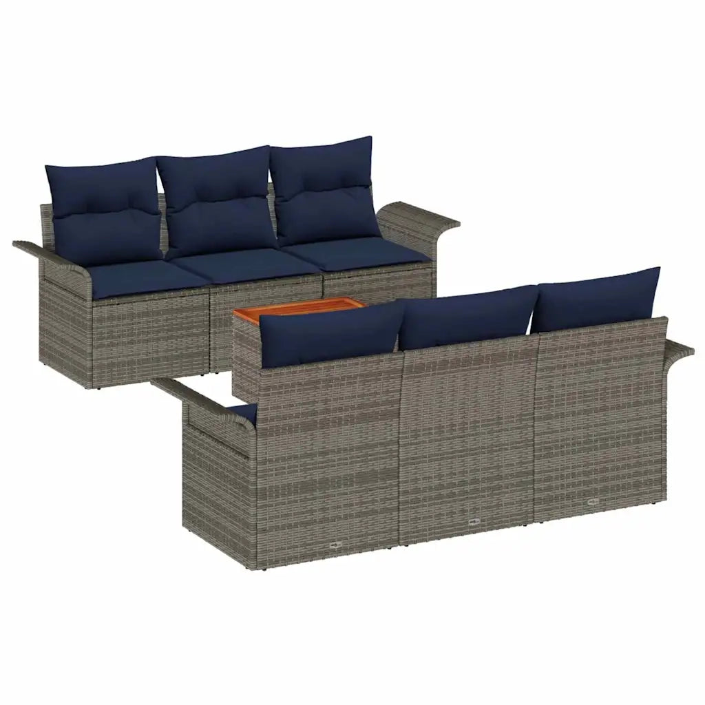 Set Divano da Giardino con cuscino 7 pcs Grigio polyrattan 3347276
