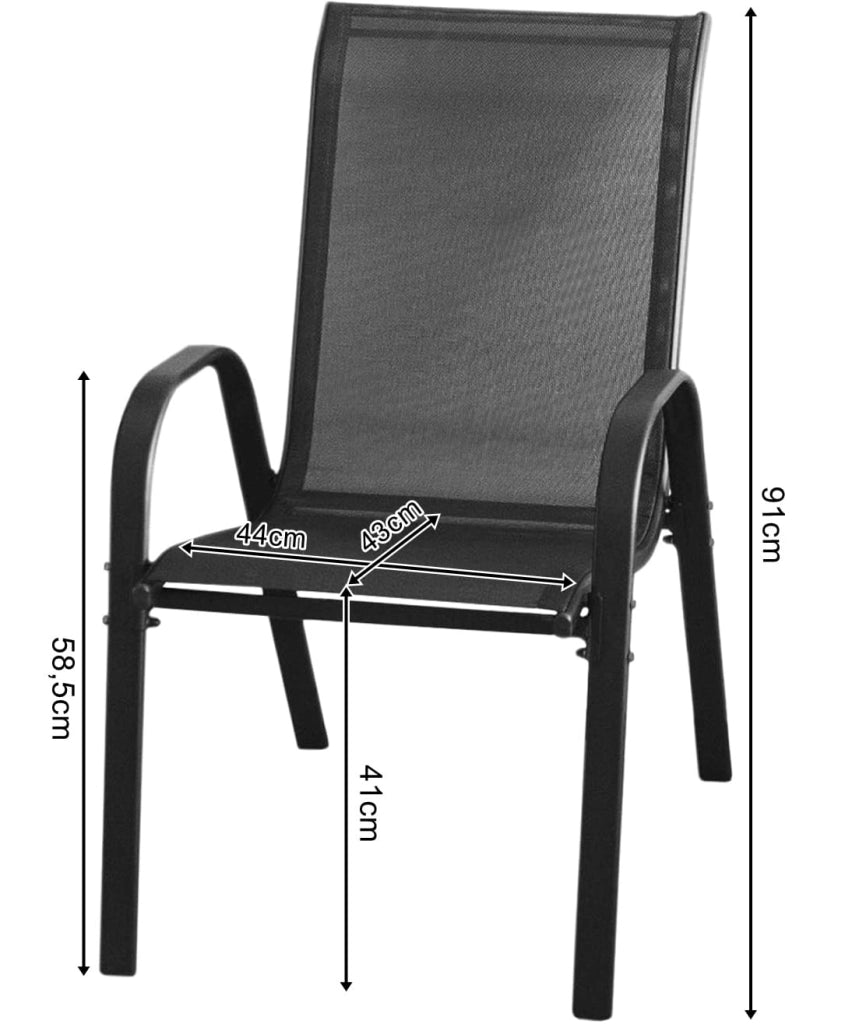 VALORA Modern SOFIA Chair - Set da 4 sedie da giardino, patio e balcone nere