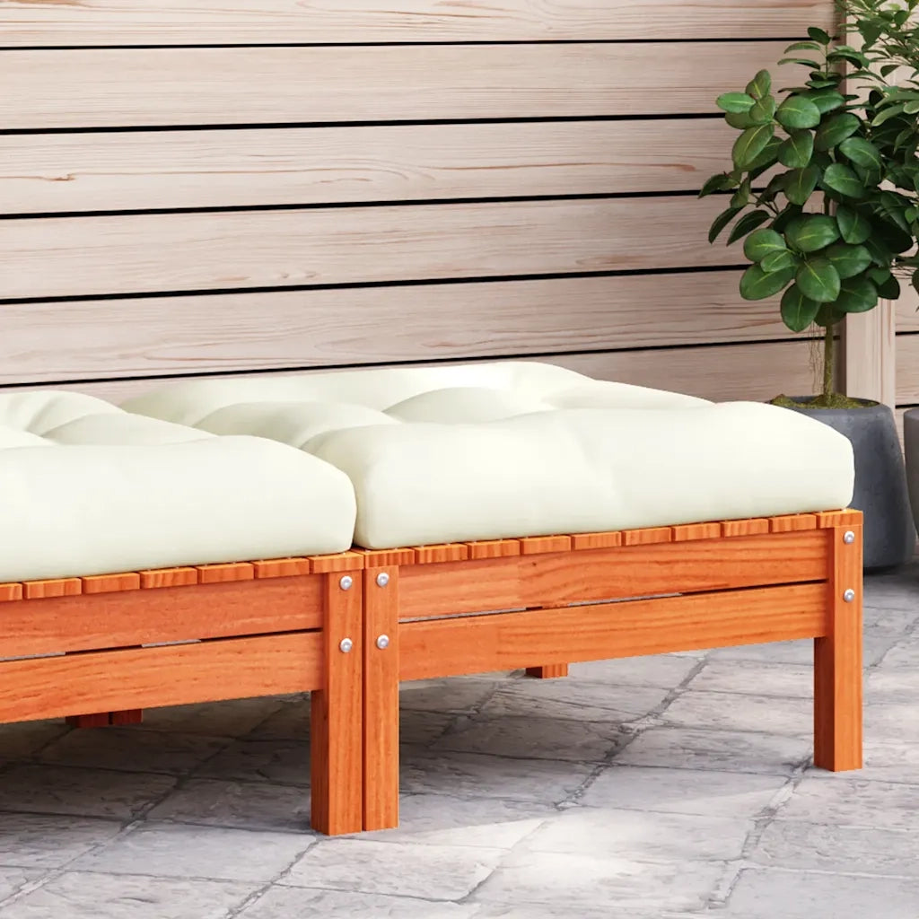 Poggiapiedi da Giardino con Cuscino Marrone Cera Massello Pino CFW8999166