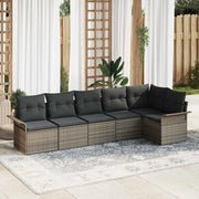Set Divano da Giardino con cuscino 6 pcs Grigio polyrattan