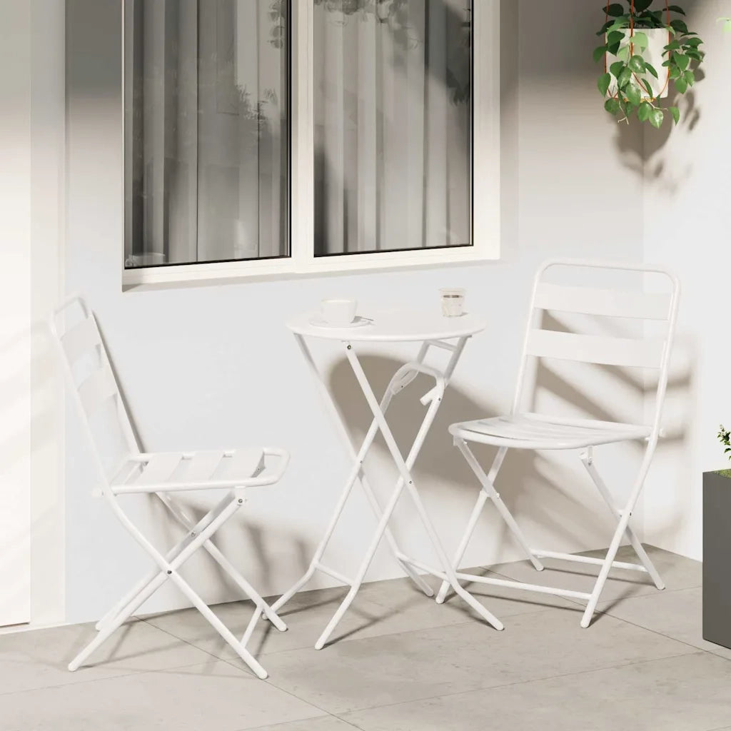 Set Bistro da Giardino 3 pcs Bianco Acciaio 42010317