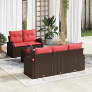 Set di divani con cuscino 6 pcs Marrone Poliestere 3345924